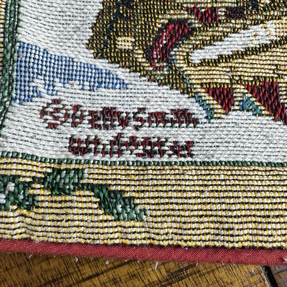 Vtg Set Of 2 Betty Smith‎ Whiteaker Santa  Christmas Tapestry Pillow Covers 15